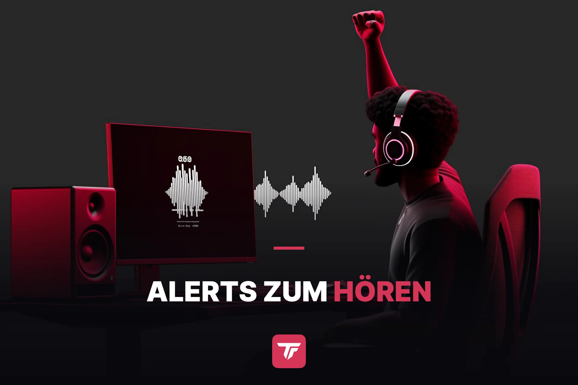 Streamer mit Kopfhörern reagiert mitten im Stream auf einen Sound Alert