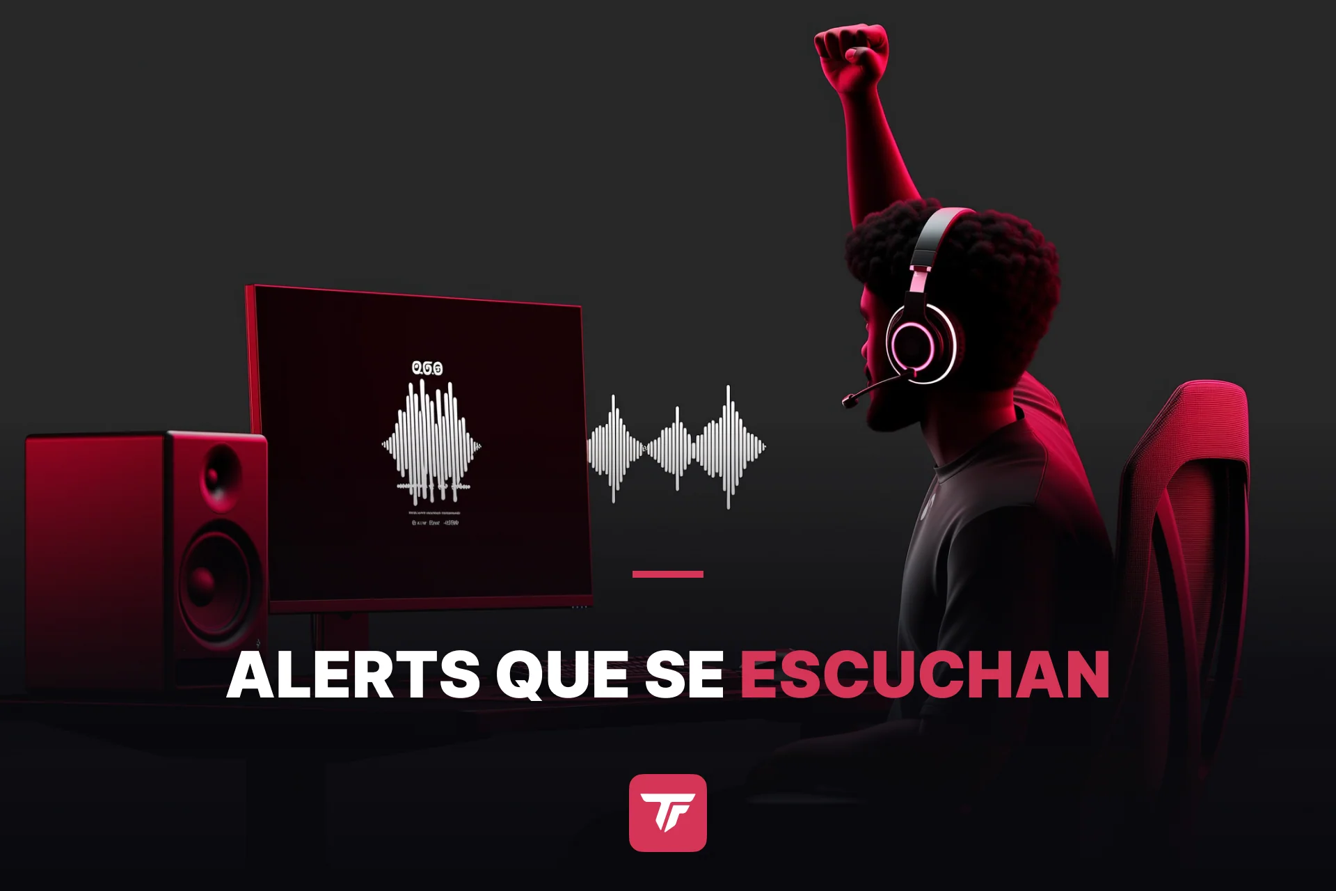 streamer con auriculares reaccionando a un sound alert en pleno stream