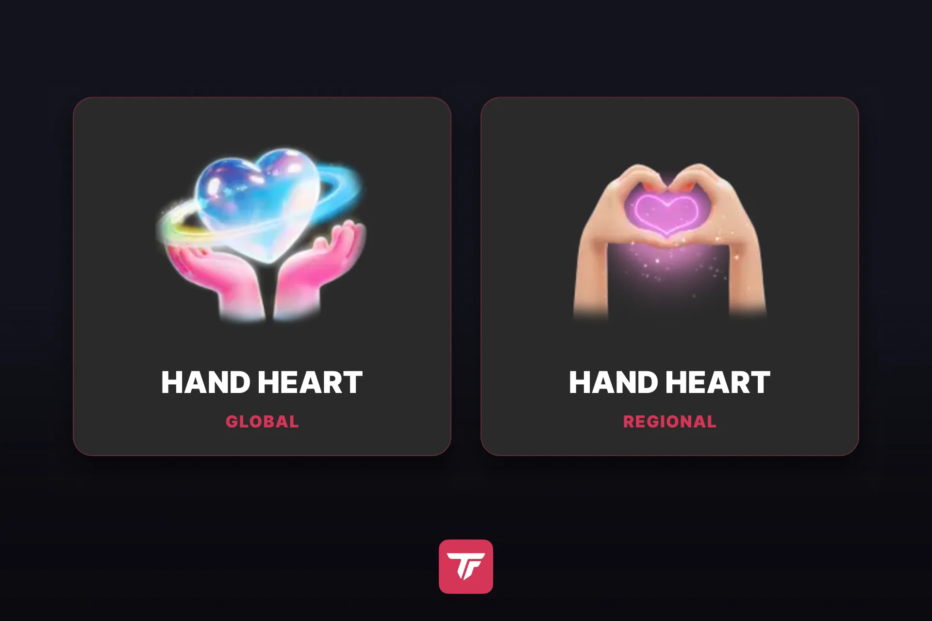 The two Hand Heart gifts side by side